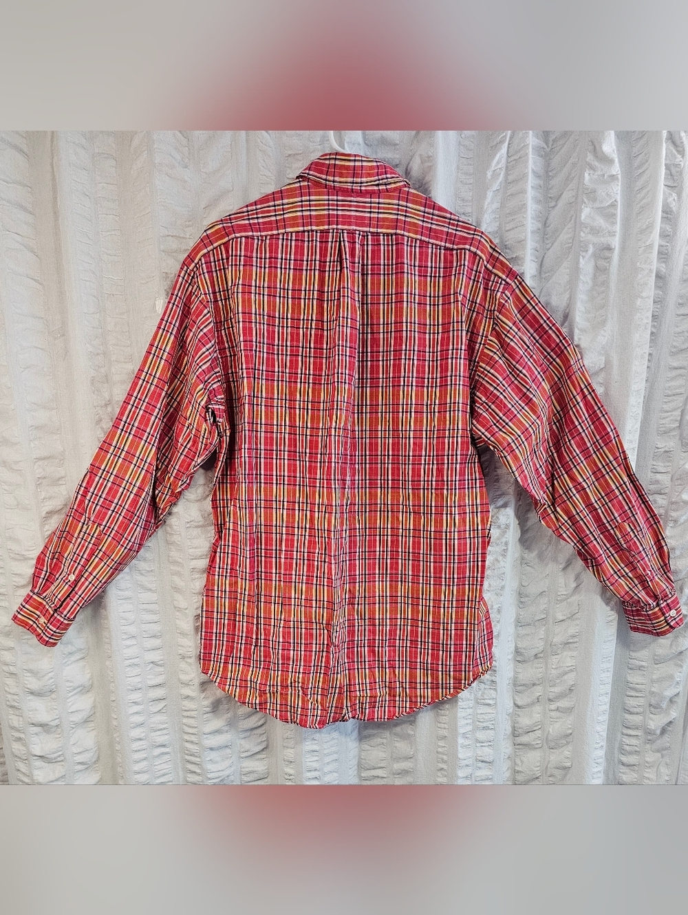 Ralph Lauren Blake Mens Shirt L Red Yellow Madras Plaid Cotton Button Down - Picture 3 of 10